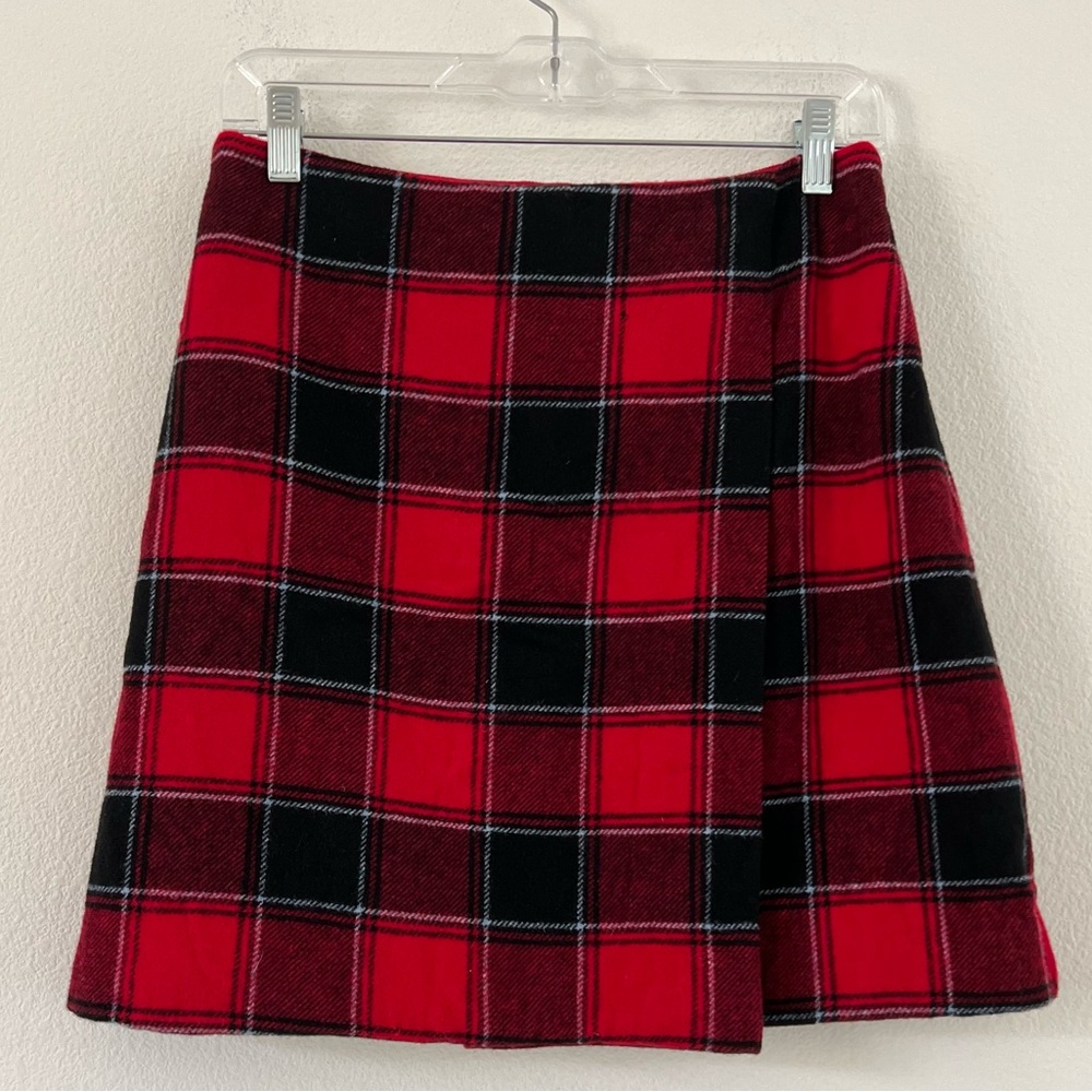 Talbots Vibrant Red and Black Checkered Mini Skirt
